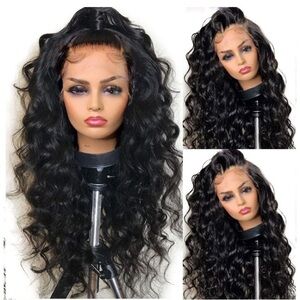 Long Black Curly Lace Front Hair Wigs